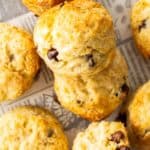 Pinterest image with photo of Chocolate Chip Scones.
