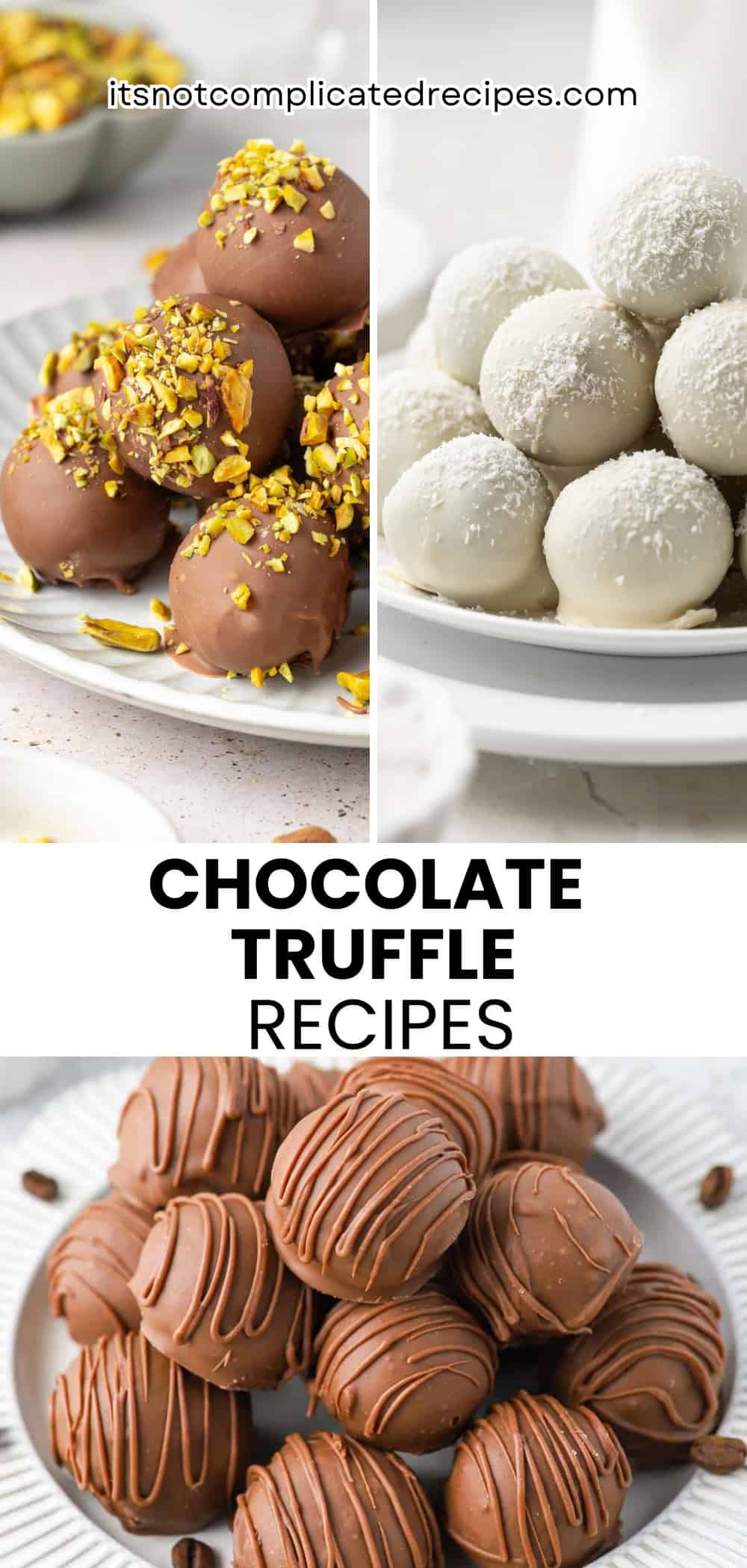 Pinterest image with photos of Chocolate Truffles Recipes for a round up.