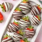 Pinterest image with photo of Chocolate Coated Strawberries.