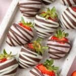 Pinterest image with photo of Chocolate Coated Strawberries.