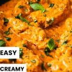Pinterest image with photo of Creamy Tomato Chicken.