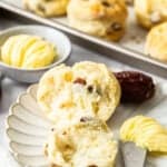 Pinterest image with photo of Date and Lemon Scones.