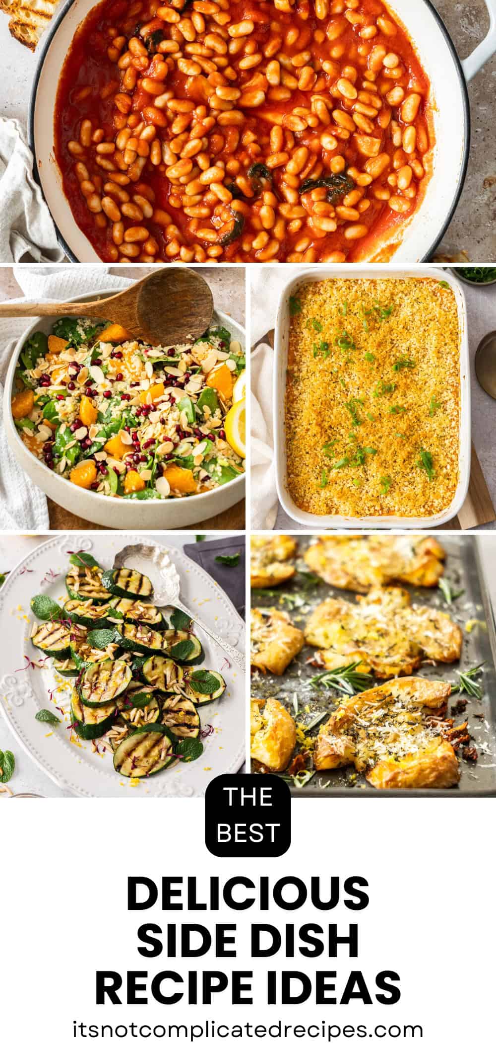 Pinterest image with photos of side dish recipes for a round up recipe collection.