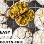 Pinterest image with photo of Gluten-Free Pistachio Cookies.