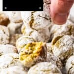 Pinterest image with photo of Gluten-Free Pistachio Cookies.