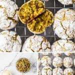 Pinterest image with photos of Gluten-Free Pistachio Cookies.