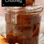Pinterest image with photo of Nectarine Chutney.