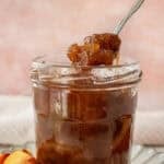 Pinterest image with photo of Nectarine Chutney.