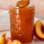 Pinterest image with photo of Nectarine Jam.