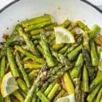 Pinterest image with photo of Sautéed Asparagus.
