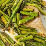 Pinterest image with photo of Sautéed Asparagus.
