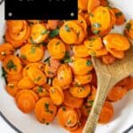 Pinterest image with photo of Sauteed Carrots.