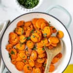 Pinterest image with photo of Sauteed Carrots.