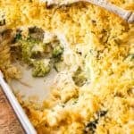 Pinterest image with photo of Chicken and Broccoli Pasta Bake.