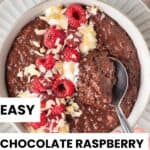 Pinterest image with photo of Chocolate Raspberry Porridge.