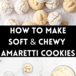 Pinterest image with photos of Amaretti Cookies.