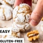 Pinterest image with photo of Walnut Cookies.