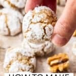 Pinterest image with photo of Walnut Cookies.
