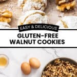 Pinterest image with photos of Walnut Cookies.