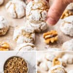 Pinterest image with photos of Walnut Cookies.