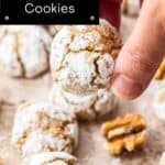 Pinterest image with photo of Walnut Cookies.