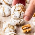 Pinterest image with photo of Walnut Cookies.