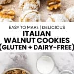Pinterest image with photos of Walnut Cookies.