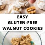 Pinterest image with photos of Walnut Cookies.