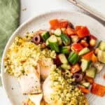 Pinterest image with photo of Herb and Panko Crusted Salmon.
