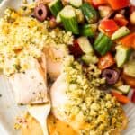Pinterest image with photo of Herb and Panko Crusted Salmon.