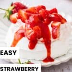 Pinterest image with photo of Strawberry and Cream Meringues.