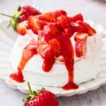 Pinterest image with photo of Strawberry and Cream Meringues.