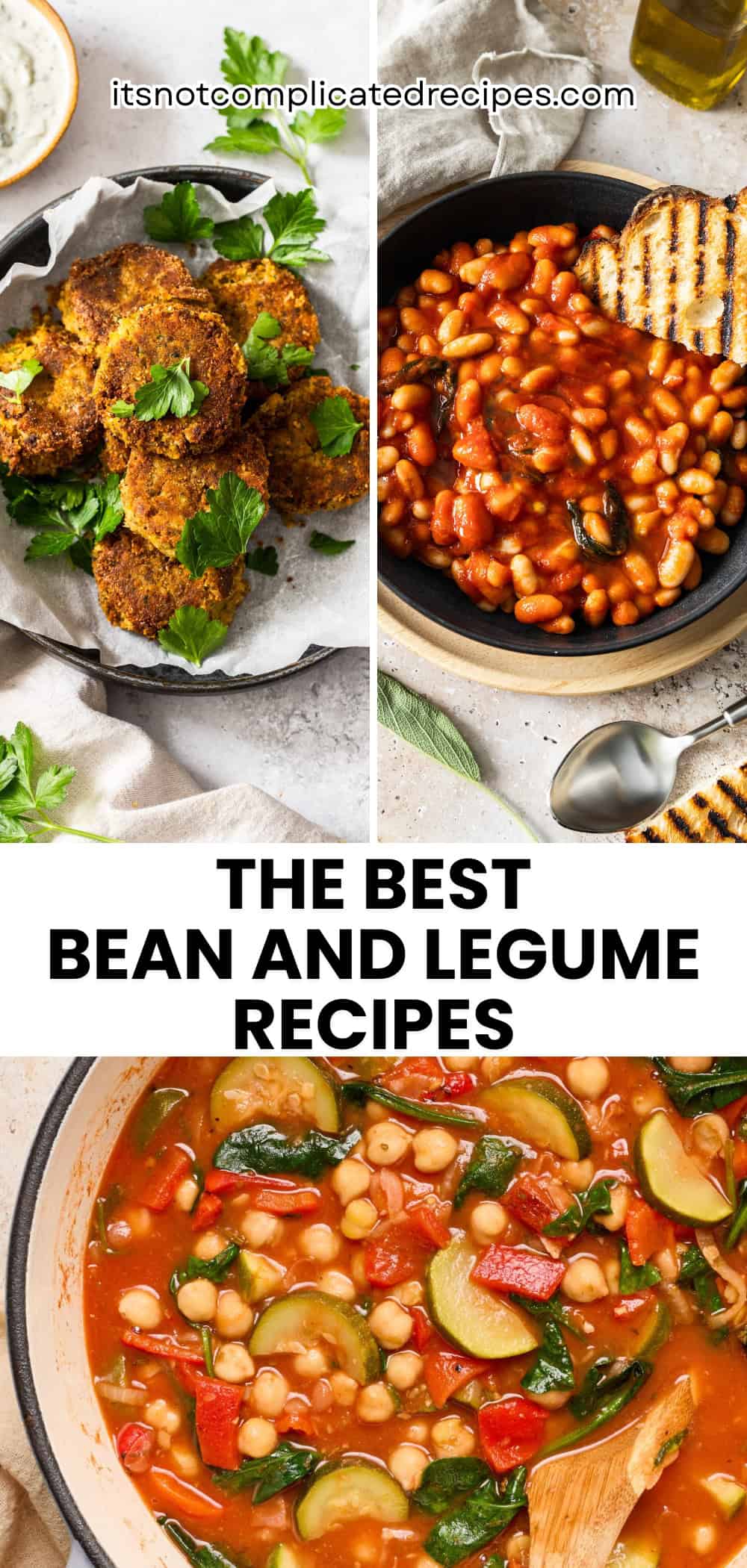 Pinterest image with photos for a recipe collection of The Best Bean Recipes.