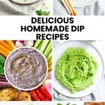 Pinterest image with photos for a recipe collection of The Best Dip Recipes.