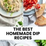 Pinterest image with photos for a recipe collection of The Best Dip Recipes.