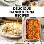 Pinterest image with photos of Canned Tuna Recipes.