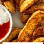 Pinterest image with photo of Crispy Baked Potato Wedges.