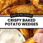 Pinterest image with photos of Crispy Baked Potato Wedges.