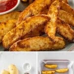 Pinterest image with photos of Crispy Baked Potato Wedges.