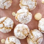 Pinterest image with photo of Gluten-Free Macadamia Cookies.