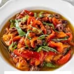 Pinterest image with photo of Marinated Capsicums.