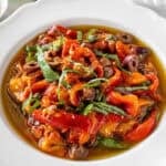 Pinterest image with photo of Marinated Capsicums.