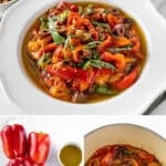 Pinterest image with photos of Marinated Capsicums.