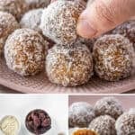 Pinterest image with photos of Peanut Butter Bliss Balls.
