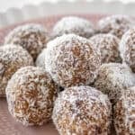Pinterest image with photo of Peanut Butter Bliss Balls.