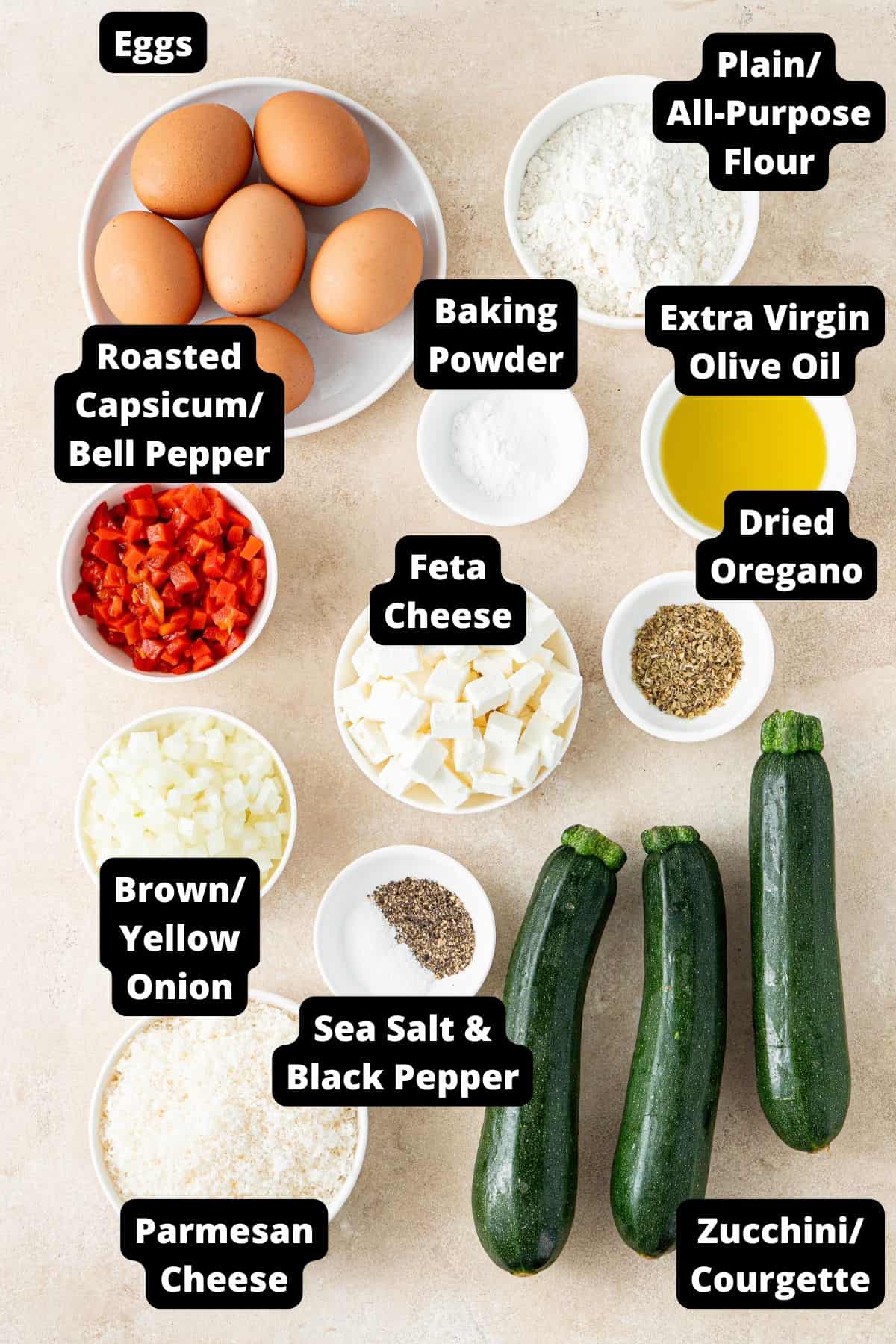 Ingredients in this recipe on a brown marble background.