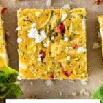 Pinterest image with photo of Mediterranean Zucchini Slice.