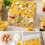 Pinterest image with photos of Mediterranean Zucchini Slice.