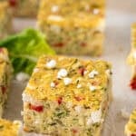 Pinterest image with photo of Mediterranean Zucchini Slice.