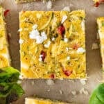 Pinterest image with photo of Mediterranean Zucchini Slice.
